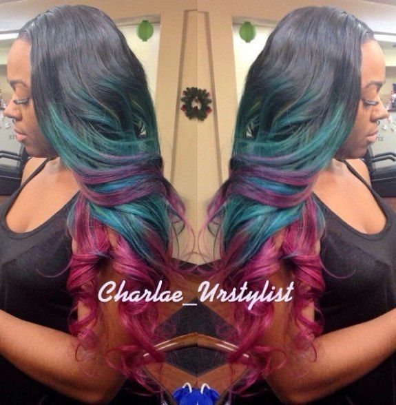 1483594584 17 black hair with teal and burgundy highlights