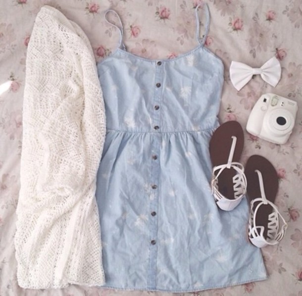 1489593498 29ix3q l 610x610 jacket white knit wear cute demin dress girly summer outfits dress shoes denim buttons blouse cute dress jean dress lace cardigan white sandals spring fashion blue dress sweater bo