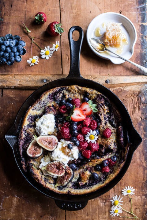 1491285940 gallery 1487865492 blueberry chamomile dutch baby with honeycomb ricotta 1