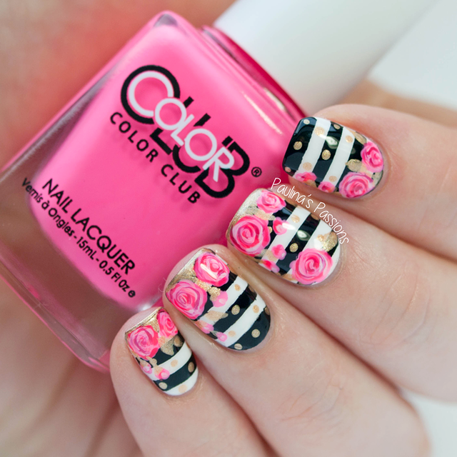1442518936 stripes and roses nail design
