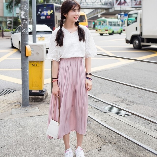 1501498618 skirts womens harajuku 2016 korean black skirt summer skirt new cute pleated skirt kawaii long skirt