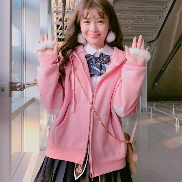 1503946167 2017 autumn winter hoodies women kawaii korean style hoodie heart cute love pink embroidery ulzzang harajuku