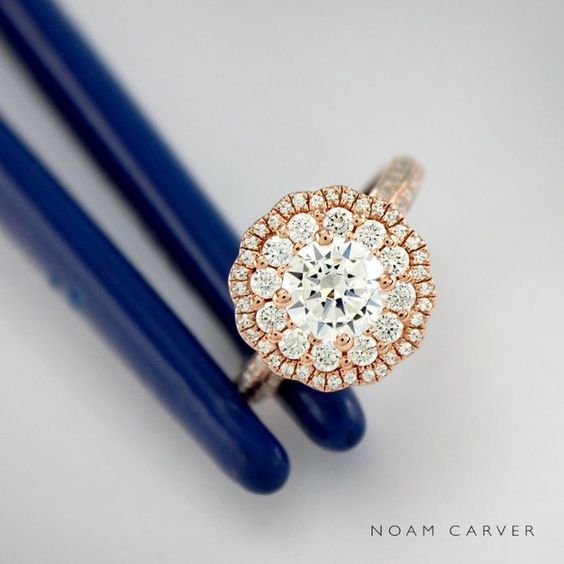 1505204793 outstanding rose gold and diamand floral engagement ring by noam carver. stunning