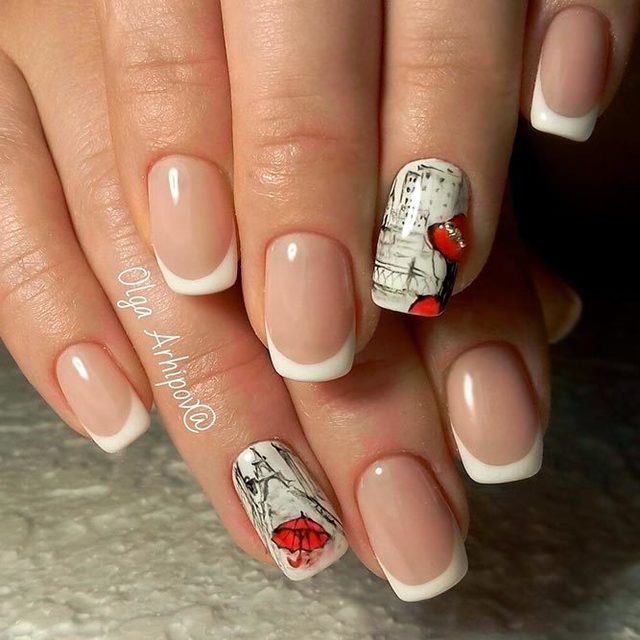 1507181982 elegant french manicure designs short nails squoval white base paris stickers