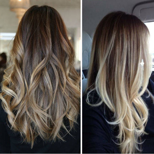 1444915316 dark brown ombre hairstyle to blonde with bright highlight balayage hairstyles trend of 2015