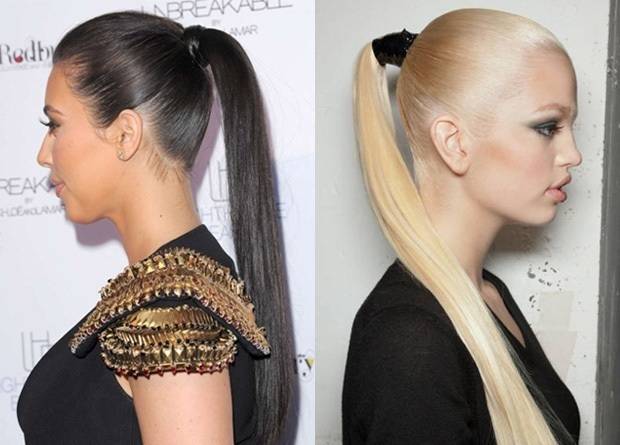 1445512741 tight high ponytail with pinned back bangs and hair extensions 2