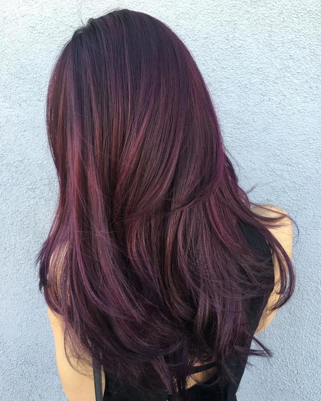 1513165663 7 black hair with purple and brown balayage