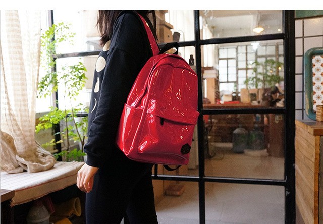 1514129064 ulzzang style mirror pu leather material red and deep blue color boys and girls travel bag