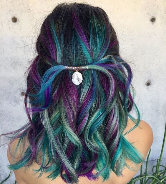 1515063207 02 black hair with teal navy and purple balayage
