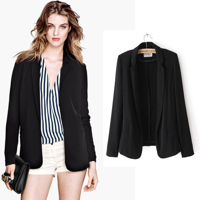 1446617977 women black suit business casual ol big yards coat high quality spring autumn women clothes none