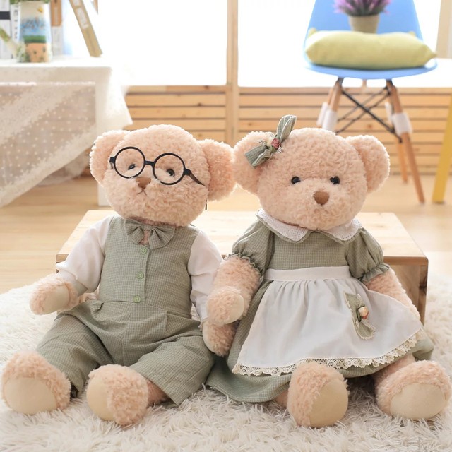 1516428265 2017 pastoral country dress up teddy bear doll couple teddy bear plush toy retro pastoral teddy