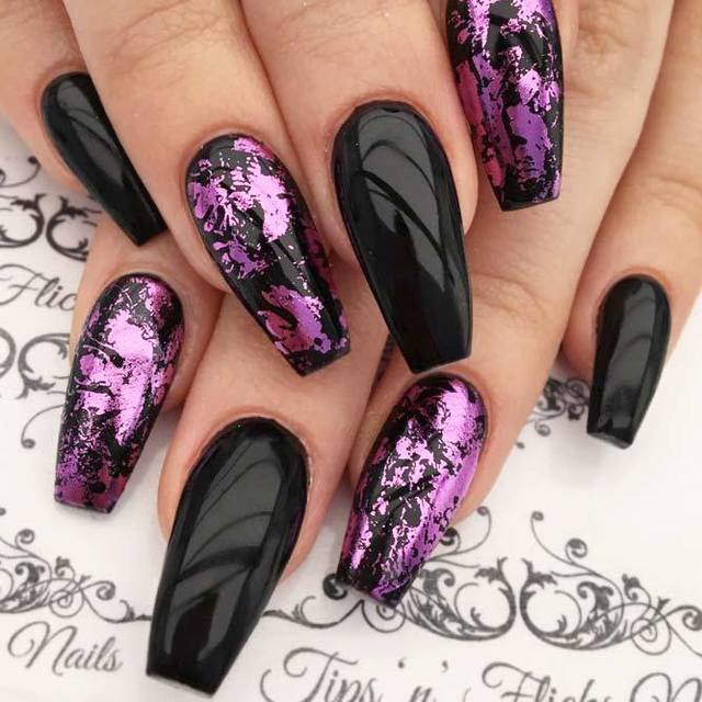1517754702 purple nails designs black base coffin foil