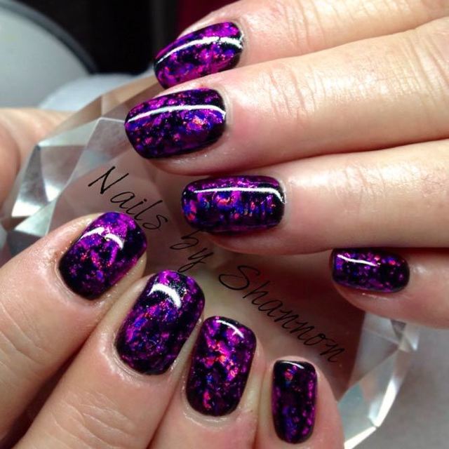 1517754721 purple nails designs squoval black glossy base foil