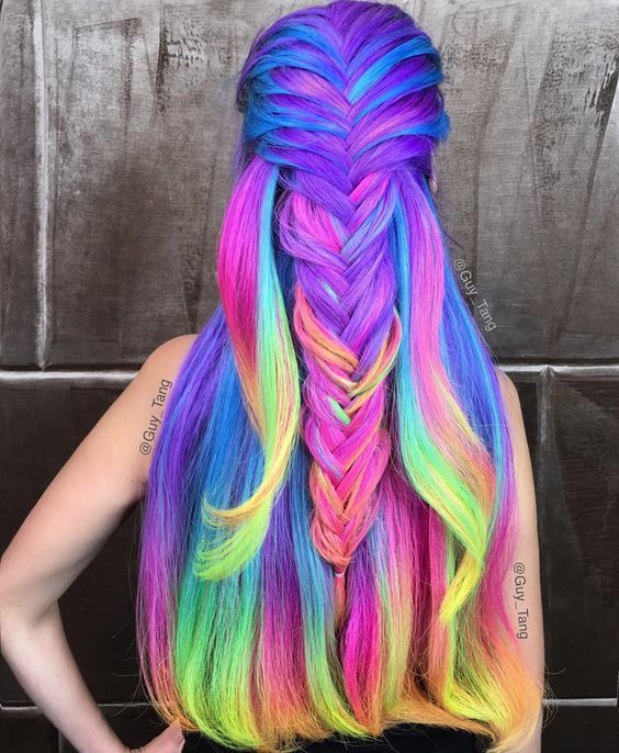 1519095982 bright rainbow dyed braided hair color