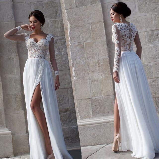 1521528173 simple 2016 beach wedding dresses 2015 custom long sleeve chiffon split side a line bridal gownss 1024x1024