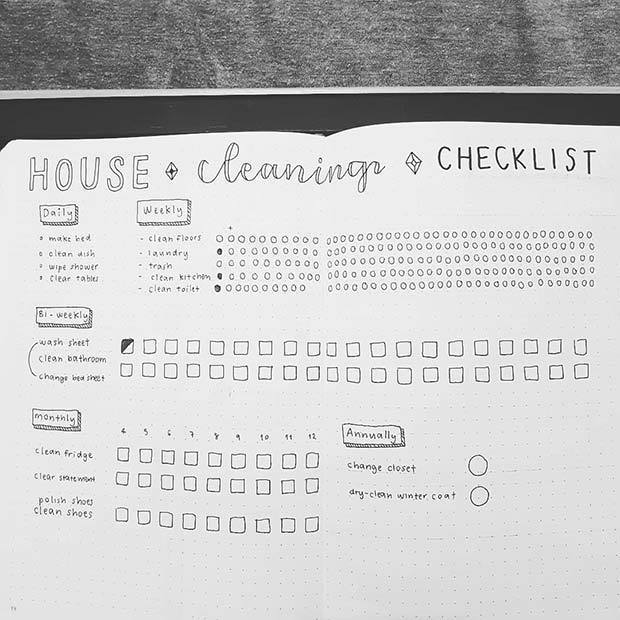 1523856799 house cleaning bullet journal spread idea