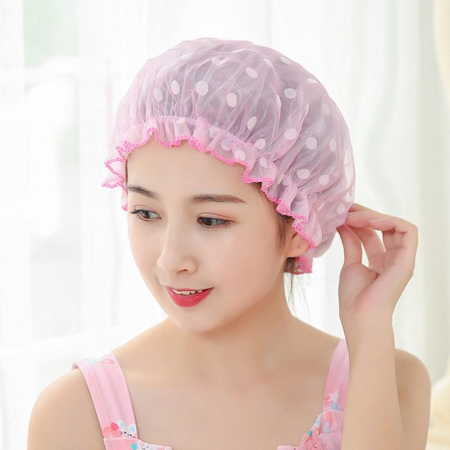 1525961550 1 pc south korean fashion and lovely bath cap adult woman double wave point shower cap.jpg 640x640