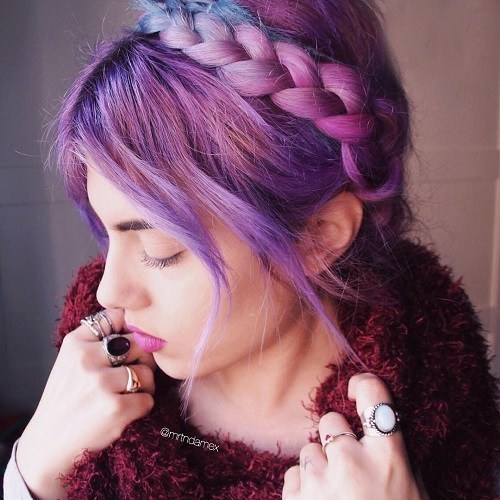 1526968688 4 pastel purple hair color and milkmaid braid updo