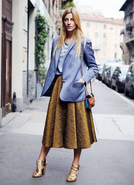 1527824939 with light blue blouse midi skirt oversized blazer and mini bag
