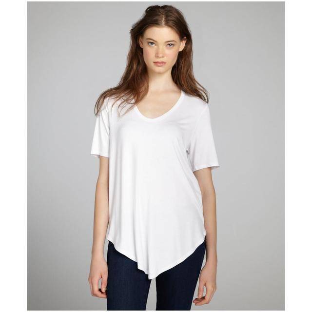 1450160082 french fashion white v neck women t shirt 4