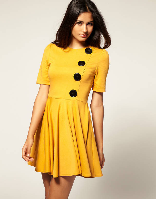 1450358302 tfnc yellow button dress