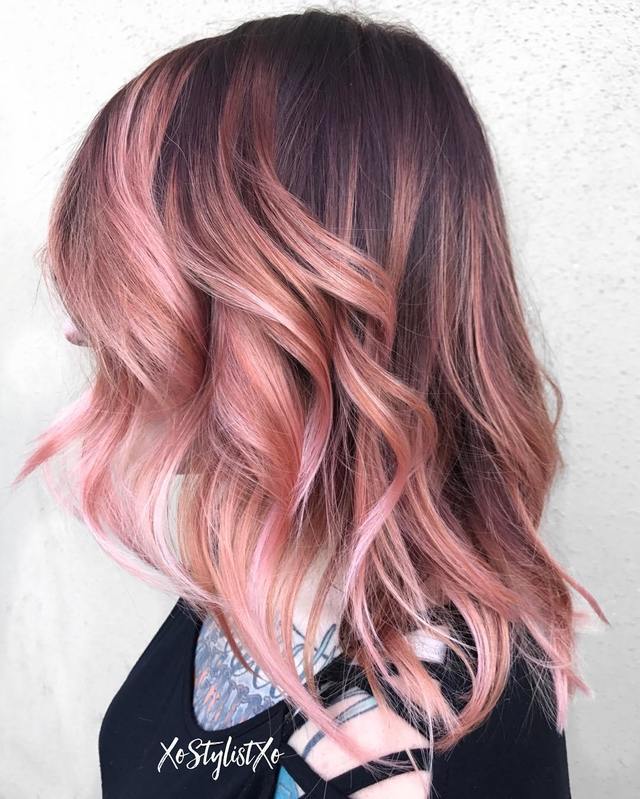 1530591539 1 pastel pink balayage for brown hair