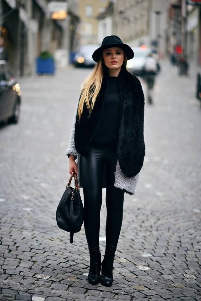 1450623747 6. leather trousers and fur scarf