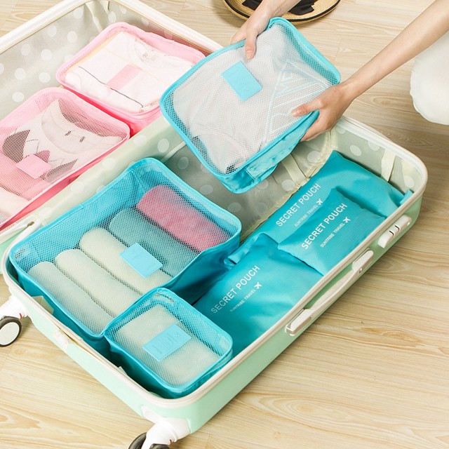 1531304190 6 pcs conjunto saco de armazenamento de viagem roupas imperme veis cueca organizador bolsa mala port
