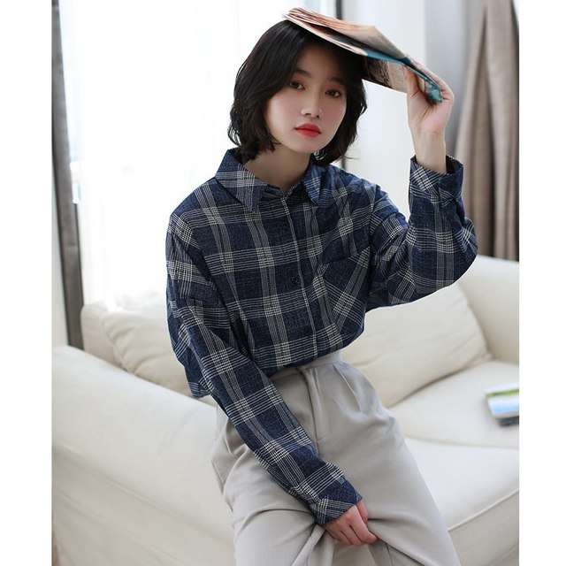 1535341083 2018 women s japanese harajuku cotton plaid shirt ulzzang cardigan blouse female kawaii funny vintage tops