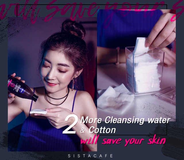 วิธีเช็ดเครื่องสำอาง : เทที่เช็ดเครื่องสำอาง NIVEA Micellair Skin Breathe Expert Micellar Water ให้ชุ่มๆ เพื่อทำความสะอาดหน้า