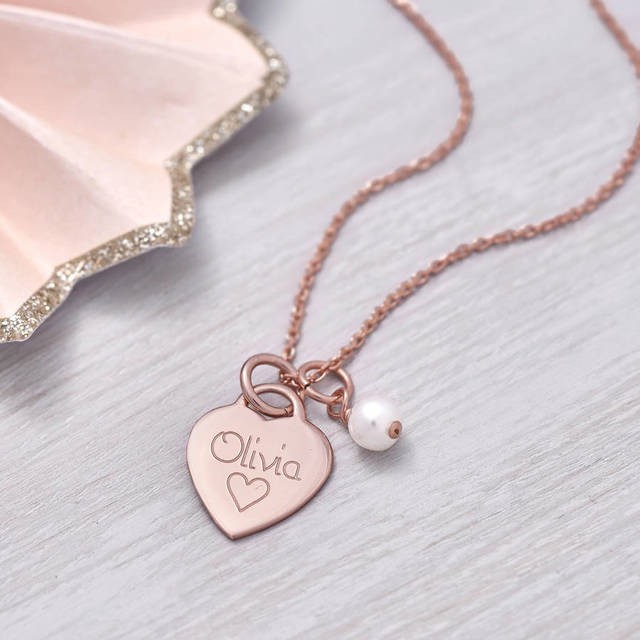 1538112029 original personalised rose gold heart charm necklace