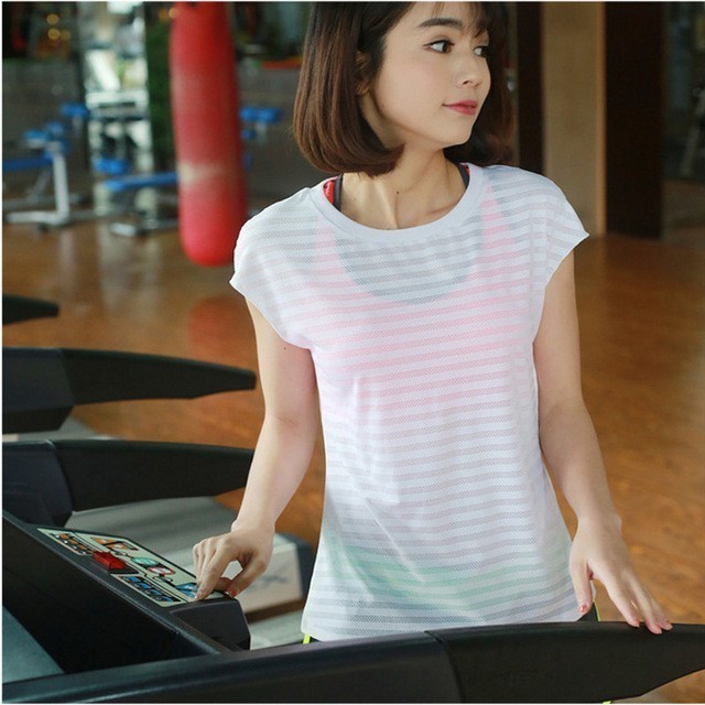 1546498195 corp tops summer women t shirt fitness workout tee shirt female ulzzang sexy half perspective striped
