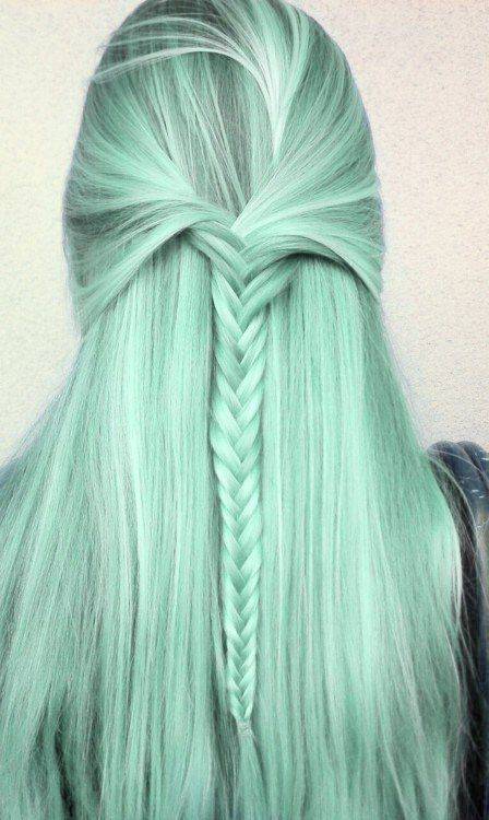 1453351344 green bleached hair with braids