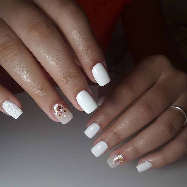 1550208354 white nails with pretty accent nail