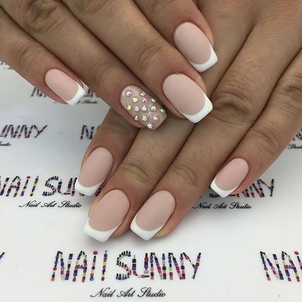 1550209528 french mani with rhinestone accent nail