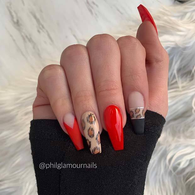 1553232010 stylish red and leopard print nail idea