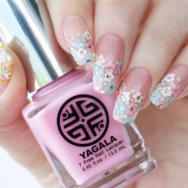 1555051432 easter nails designs transparent base pastel flower pattern