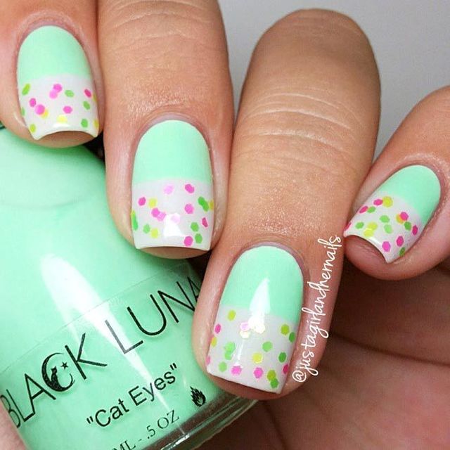 1555051864 easter nails designs mint white base candy glitter