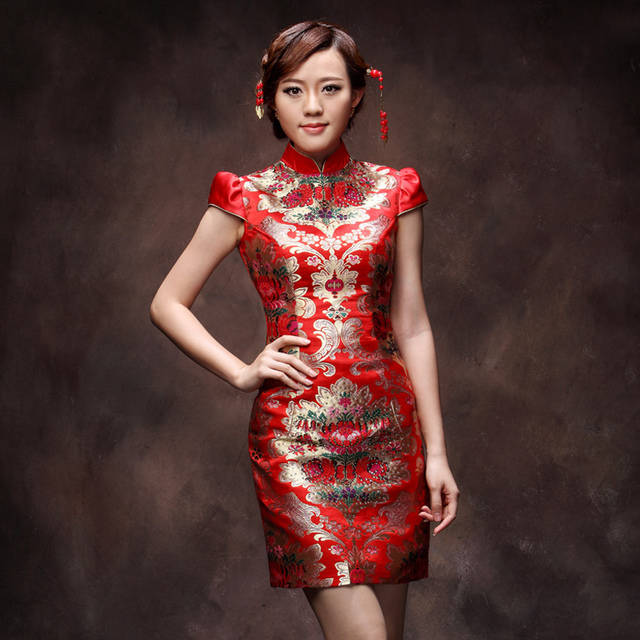 1454576982 new 2014 female women dress brocade bride cheongsam fashion quality formal dress chinese traditional dress qipao