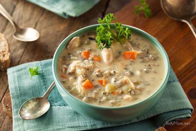1558199945 creamy chicken and wild rice soup photo