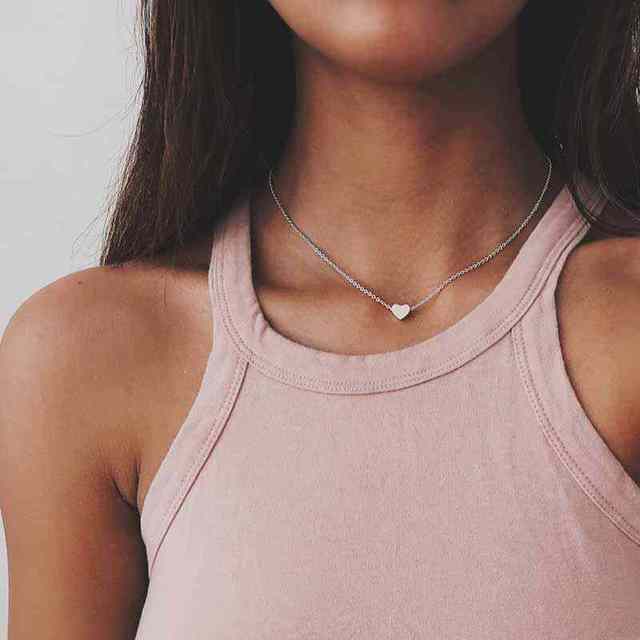 1560929988 tiny heart choker necklace for women gold silver chain small love necklace pendant on neck bohemia.jpg q50