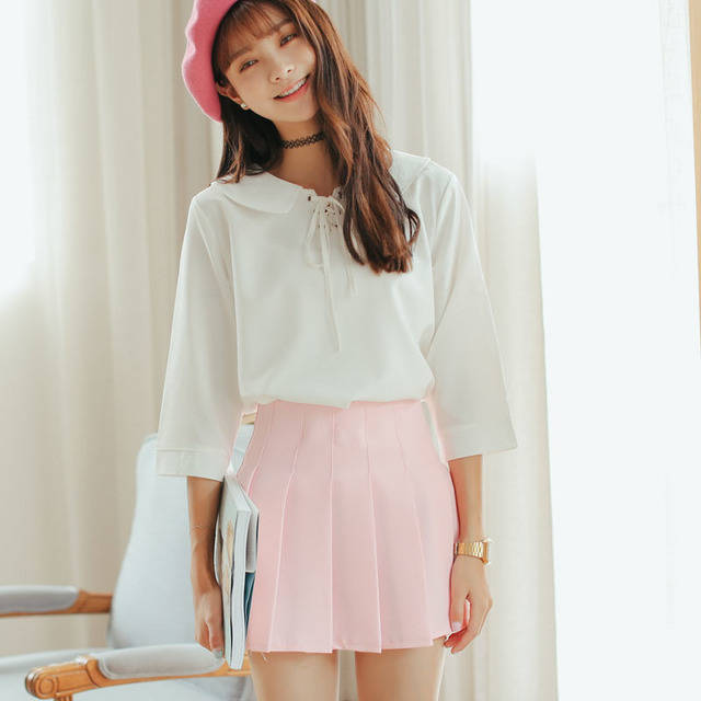 1456144012 new fashion women tennis skirt 2015 summer europe style cute pleated skirt ladies candy colors high