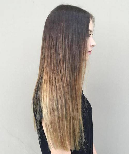 1457145245 1 black to light brown long straight ombre hair