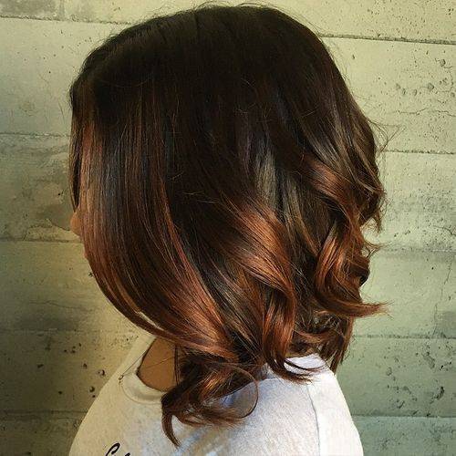 1457145382 4 long dark brown bob with copper ombre highlights