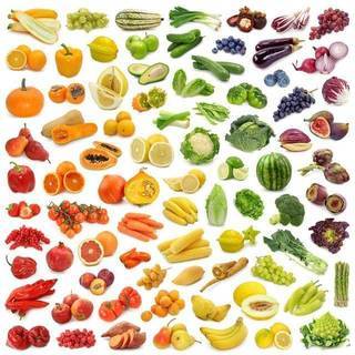 1465541777 1443515285 various fruits and vegetables arranged by color