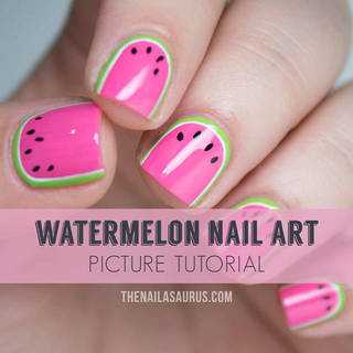 How to : เพ้นท์เล็บลายแตงโม กับสีสันสดใสโดนใจสุด ๆ