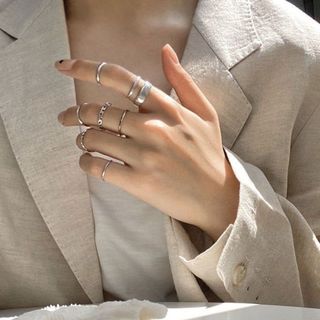 1693820904 7 pcs punk twist joint ring sets minimalist geometric fashion jewelry   silver