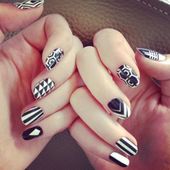 Icon black and white nail art style