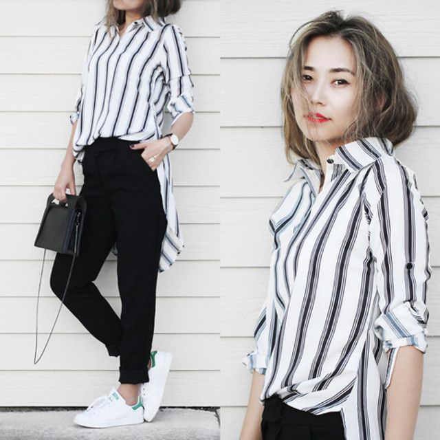 Trendy black and white outfit ideas 12