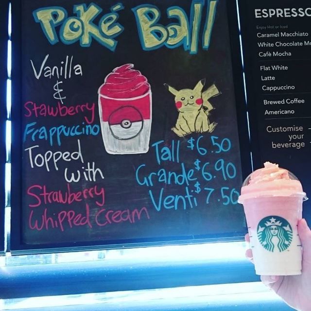 Pokeball frappuccino sign
